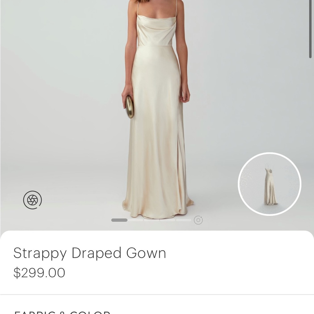 Fame & Partners Strappy Draped Gown in Matte Champagne
